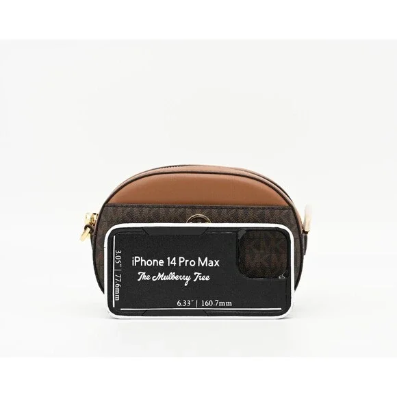 MICHAEL KORS JET SET GLAM Small Front Pocket Oval Crossbody Logo Canvas NWT $398